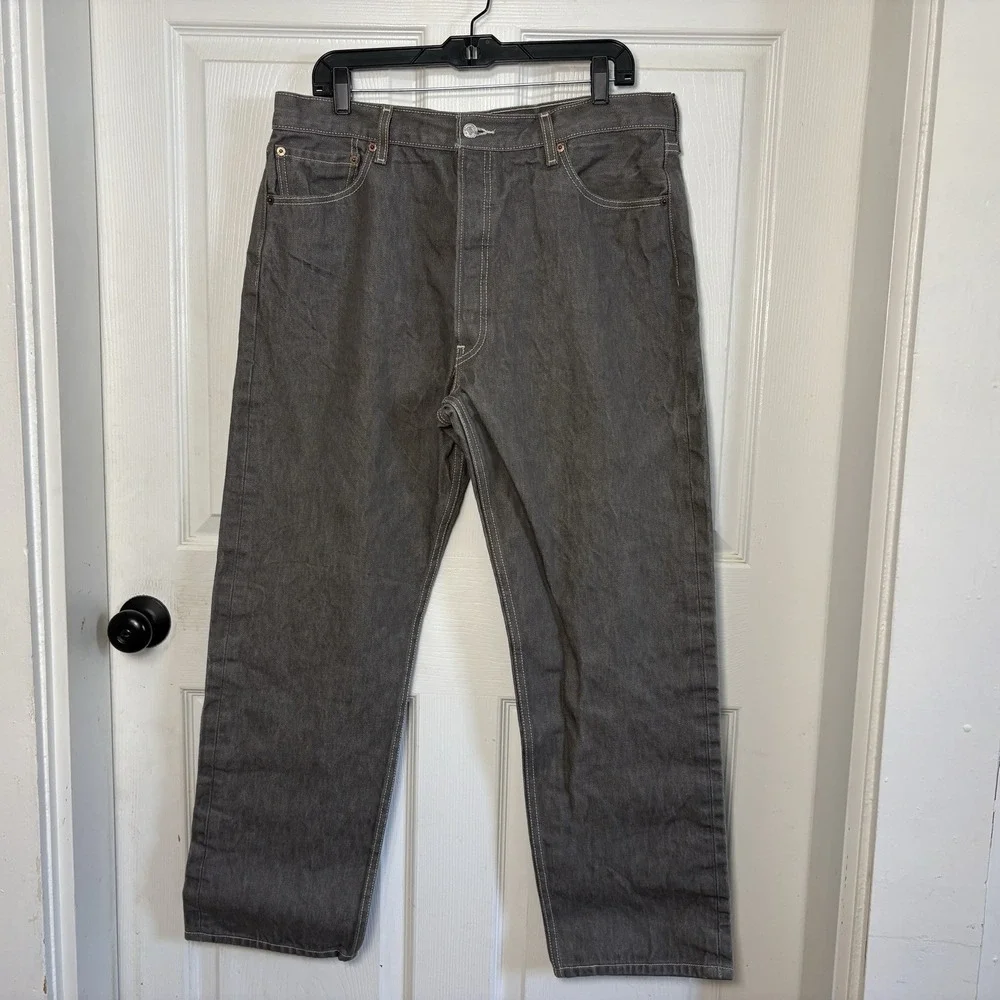 Vtg Y2K Levi's 501 Jeans Straight 38x32 Gray Button Fly Cotton Classic Grunge